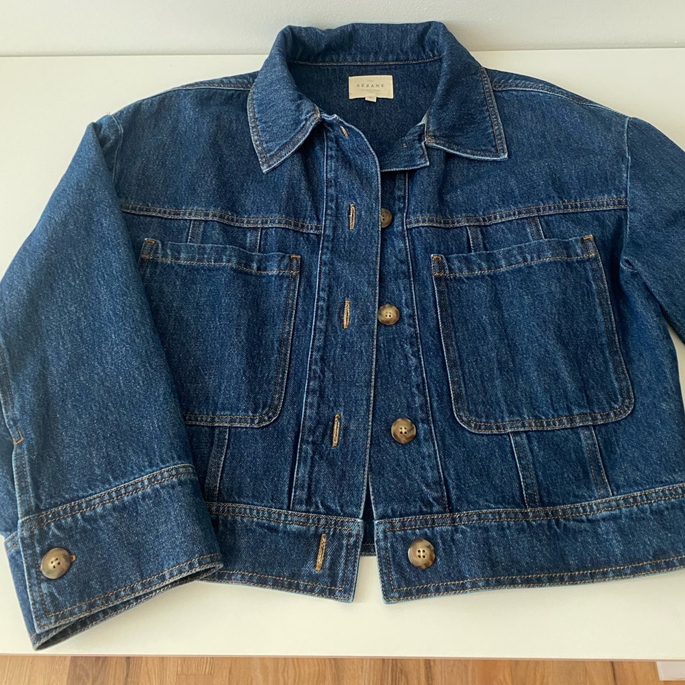 Sezane Erwana Blue Denim Jacket - Picture 2 of 6
